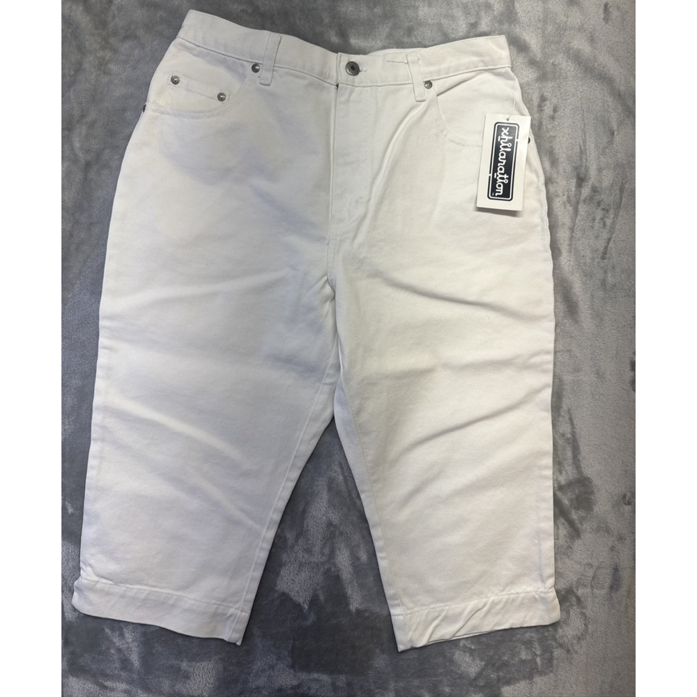 NWT Vintage 90's Xhiliration White Denim Pedal Pushers Size 13 Momcore All Cotto